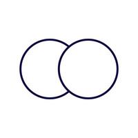 Minimalist intersecting venn diagram showing conceptual overlap in simple line art style vector