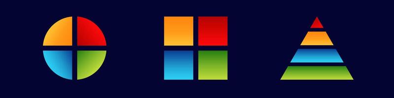 Geometric shapes featuring circle square and triangle with vibrant colors and modern design vector