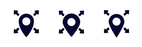 Location pin with multiple arrows for indicating different directions or destinations vector