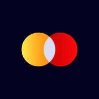 Mastercard logo with overlapping red and yellow circles vector