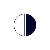 A black and white circle, halved, on a white background vector