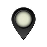 Black map pin icon with white center for geolocation and navigation applications vector