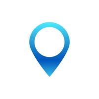 Blue and white map pin icon for location and navigation vector