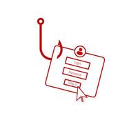 Stylized fishing hook with login form depicting online security and phishing risks vector