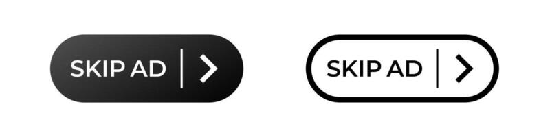 Two skip ad buttons with modern design for user interface applications and digital platforms vector