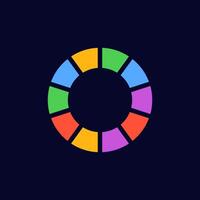Multicolor wheel design with six segments in a circular shape showing vivid colorful sections vector