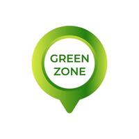 Green zone icon with gradient pin design and central text for highlighting eco friendly areas vector