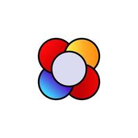 Colorful circular geometric design with four overlapping petal shapes and central circle vector