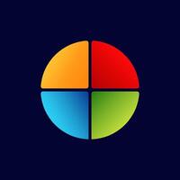 A colorful circle with four squares on a dark blue background vector