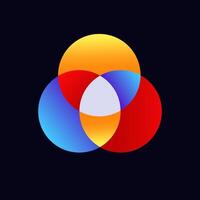 Colorful overlapping circles in a venn diagram style creating interesting shapes vector