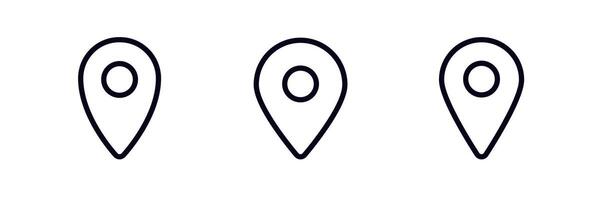Three simple map location icons with outlined design for navigation and digital applications vector