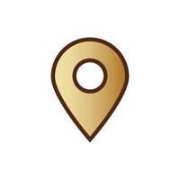 Simple location pin icon with gradient brown and yellow design vector