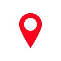 Red map location pin icon with a simple circular design for geographical and navigation apps vector