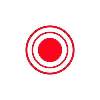 Red and white concentric circle design with prominent central circle