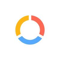Colorful circular chart with three segments in blue, orange, and yellow tones vector