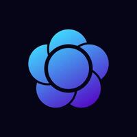 Abstract blue and purple flower shape with gradient circular petals and central circle vector