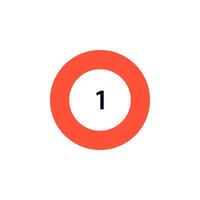 Red circle with number one at its center vector