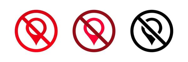 No map pin icon set with red, dark red, and black location symbols isolated on white vector