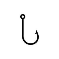 Simple black fishing hook with sharp point for catching fish in rivers or oceans vector