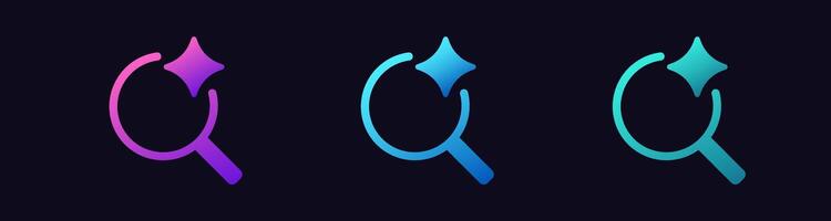Modern colorful magnifying glass with star motif in different gradient shades vector