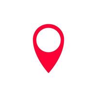 Bright red map pin location icon for navigation and geographic applications vector