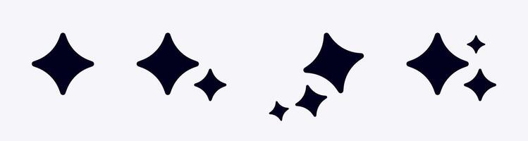 Simple black sparkle icons of various sizes on clean surface design vector