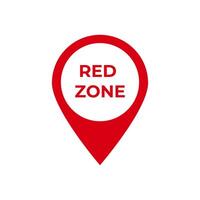 Red zone geolocation marker. pin with bold white text inside circular white border vector