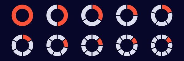 Collection of abstract colorful circles with segmented geometric patterns and designs vector