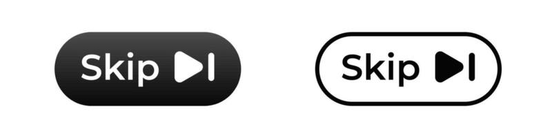 Skip button icons with play symbol for fast forward on digital audio and platforms vector