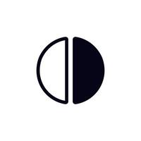 Minimalist yin yang symbol with half circle design in simple black and white contrast vector