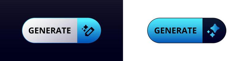 Digital buttons with generate icon and text for user interface applications vector