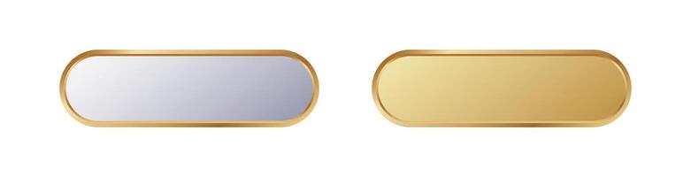 Elegant rectangular mirrors and plates with golden metallic frames for home decoration vector