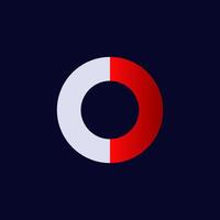 Minimalist yin yang-inspired circle with half red and half white design vector