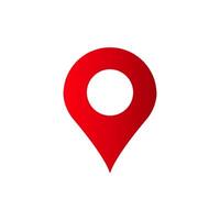 Red location pin icon with round top and tapered bottom for map and navigation apps vector
