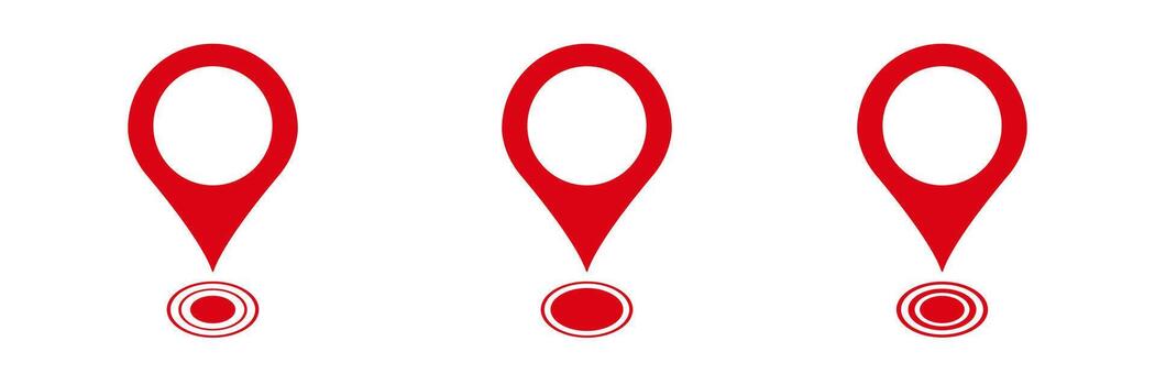 Red exclamation marks with circular bases in a simple geometric pattern vector