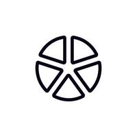Five-segment circle icon with clean simple design and black outlined sections vector