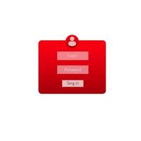 Red login interface with icon shows username, password, and sing in buttons vector