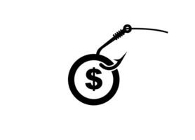 Hook with dollar symbol inside a tire for money and profit concept displayed in simple icon vector