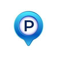 Blue parking symbol with letter p in a modern circular design for easy identification vector