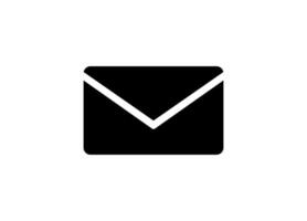 Black and white envelope icon symbolizing communication and correspondence vector