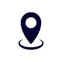 Simple black pin icon on white displaying a location symbol for maps and navigation vector