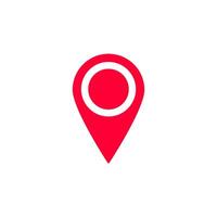 Red location pin symbol with central dot on white visualizing map positioning vector