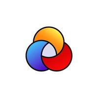 Colorful overlapping circles creating a dynamic three part venn diagram illustration vector
