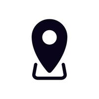 Simple black map pin icon with circular center in minimalist design style vector