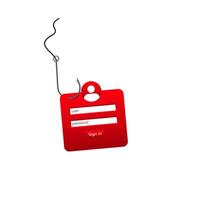 Hooked red sign-in icon shows password at risk with cybersecurity implications vector