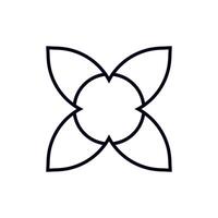 Abstract floral black line design with four symmetrical petals creating a geometric pattern vector