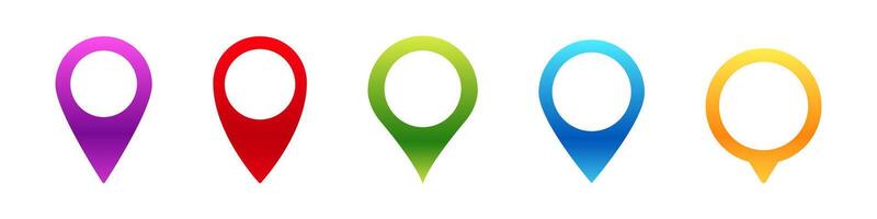 Colorful location pins aligned in a row representing navigation or gps markers vector