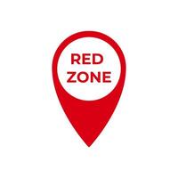 Red zone map marker icon design with circular shape and bold text in bright red color scheme vector