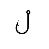 Simple black fishing hook silhouette emphasizes classic design and functionality vector
