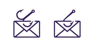 Phishing email icons highlighting cybersecurity threats in digital communication vector